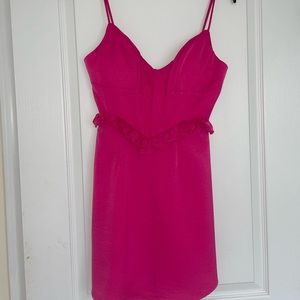 Brand new Hello Molly dress with tags! Size small, hot pink, ruffle waist